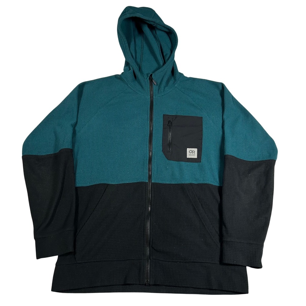 Outdoor Research Mens Small Trail Mix Hoodie Grid Fleece Full Zip Camping